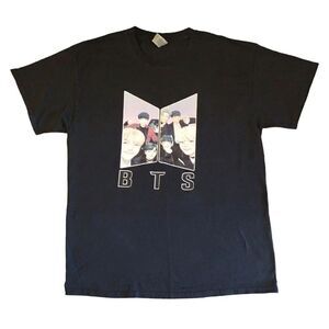 K- POP Bangtan Boys BTS Black Short Sleeve Crew Tshirt Large